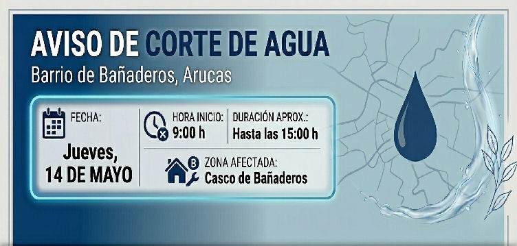 Imagen de COMUNICADO - Aviso de corte de agua en Bañaderos